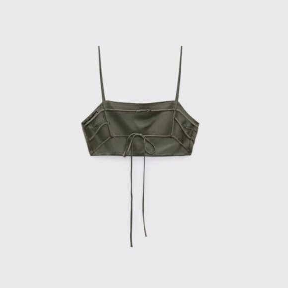 Stunning NWOT Zara green cropped top with straps - Picture 5 of 8